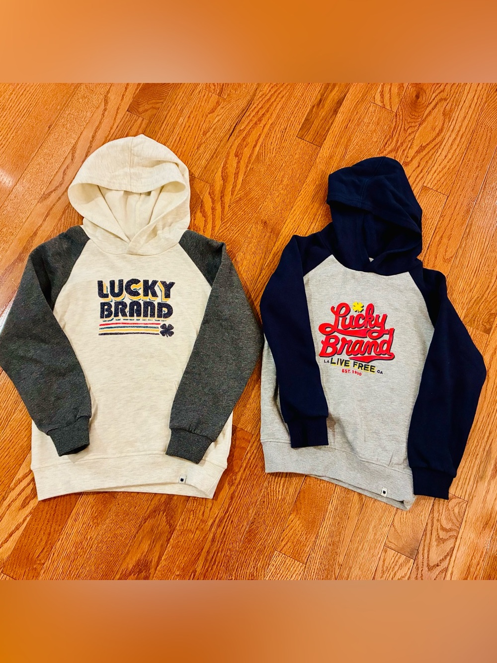 2 Like New Lucky Brand Kids' Hooded Sweatshirt - Gray & Navy Size 6 or